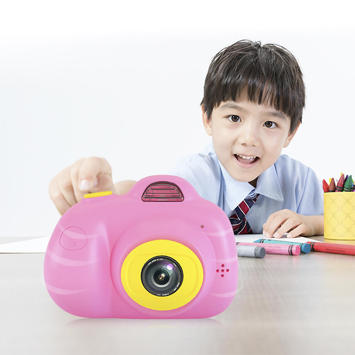 Fotocamera digitale D6V con foto da 26mpx e video HD per bambini. Schermo da 2 pollici. Con filtri ed effetti. Cordino per il trasporto.