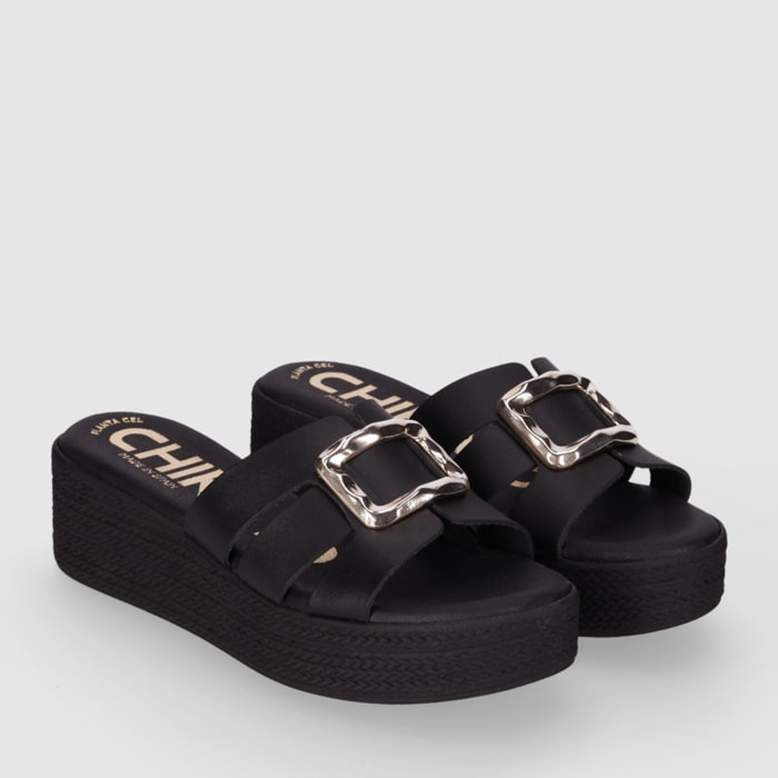 Sandalias de Piel - Negro - Tacón: 5 cm