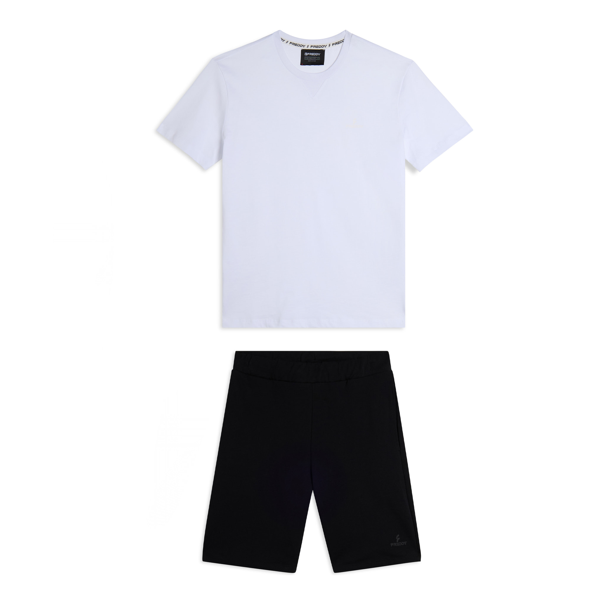 Completo sportivo in cotone con t-shirt e bermuda