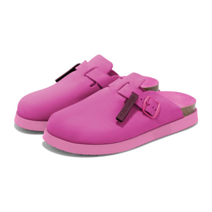 Sandalias Cerradas Vibe Clog Mujer Cierre Hebilla Color Fuchsia