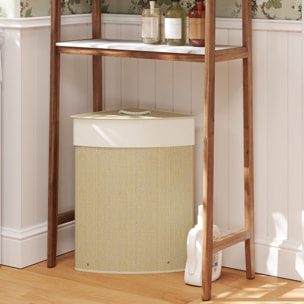 Panier à linge d'angle bambou 55L déhoussable lavable beige