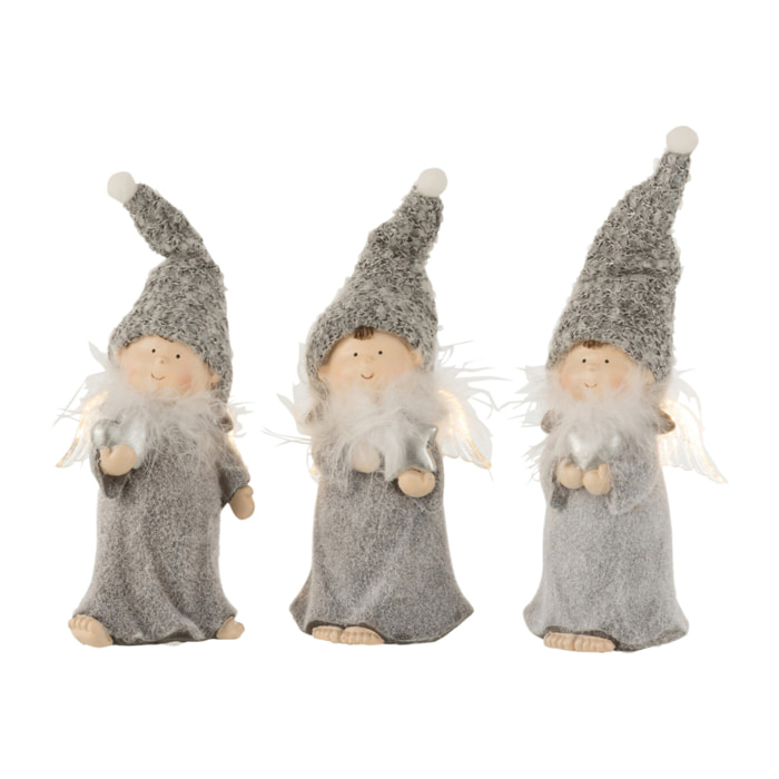 J-Line figurine Ange - polyrésine - gris - small - 3 pcs