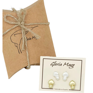 Pack de pendientes corazón mini en plata 10µ y dorado