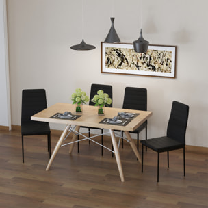 HOMCOM Set de 4 Sillas de Comedor Tapizadas en Lino y Patas de Metal Sillas Modernas para Cocina Dormitorio Carga 120 kg 41x50x97 cm Negro