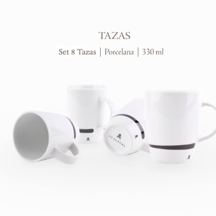 Set de 8 tazas calavera de 330ml en porcelana blanca scalpers home