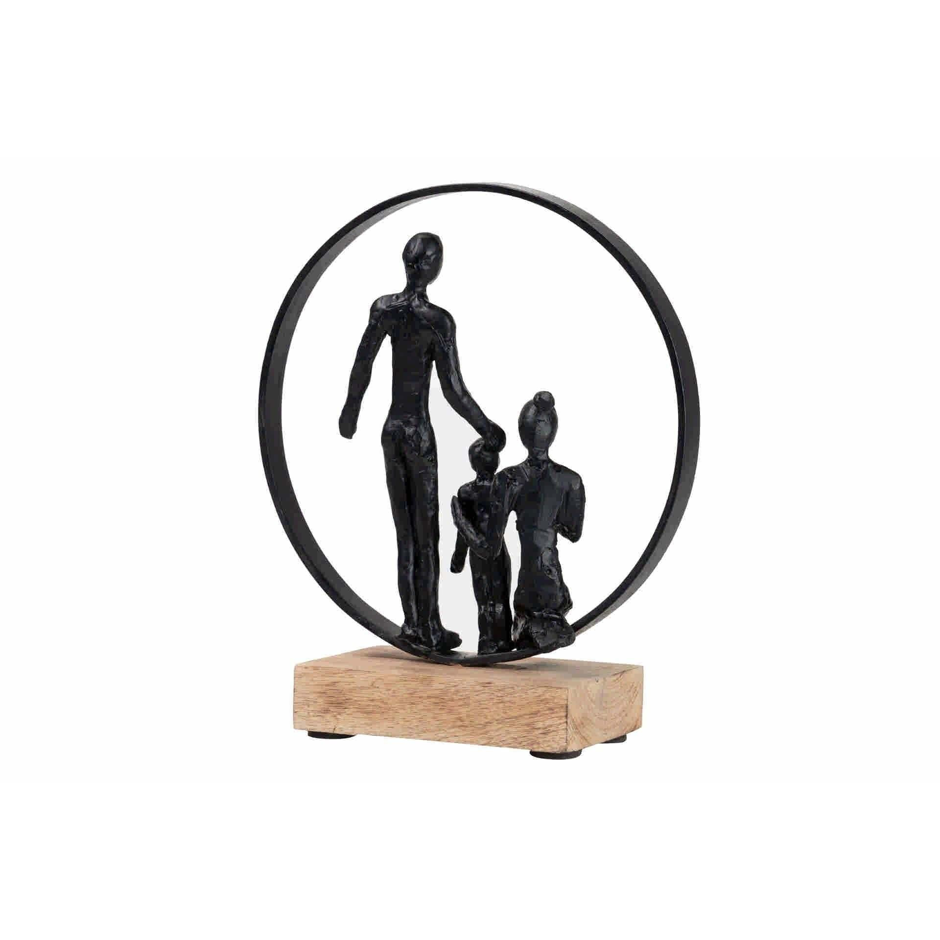 Figura Familia Metal Poliresina Madera 23x9x27 Cm