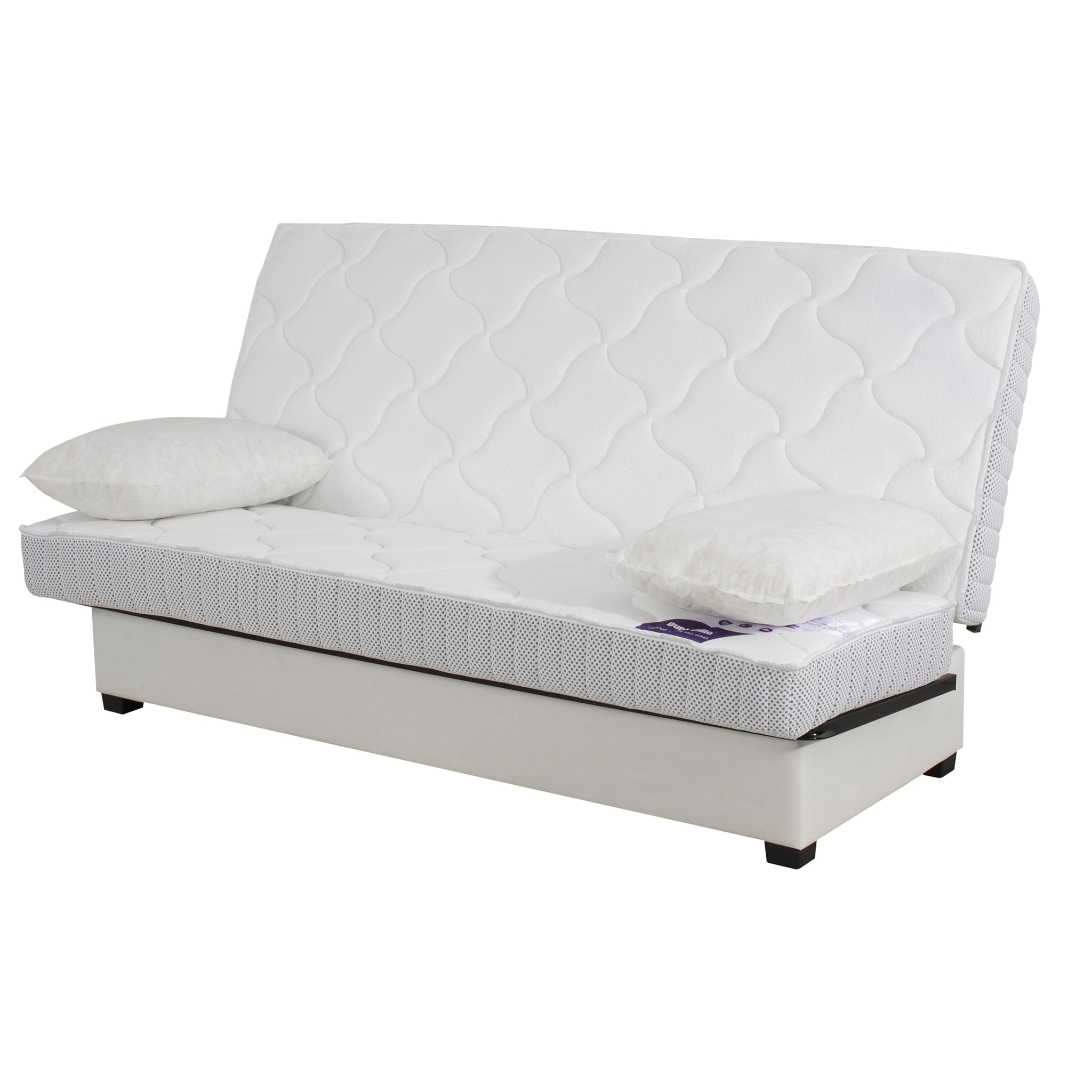 Banquette CC VIRGINIA 130x190, matelas Dunlopillo, coton gris