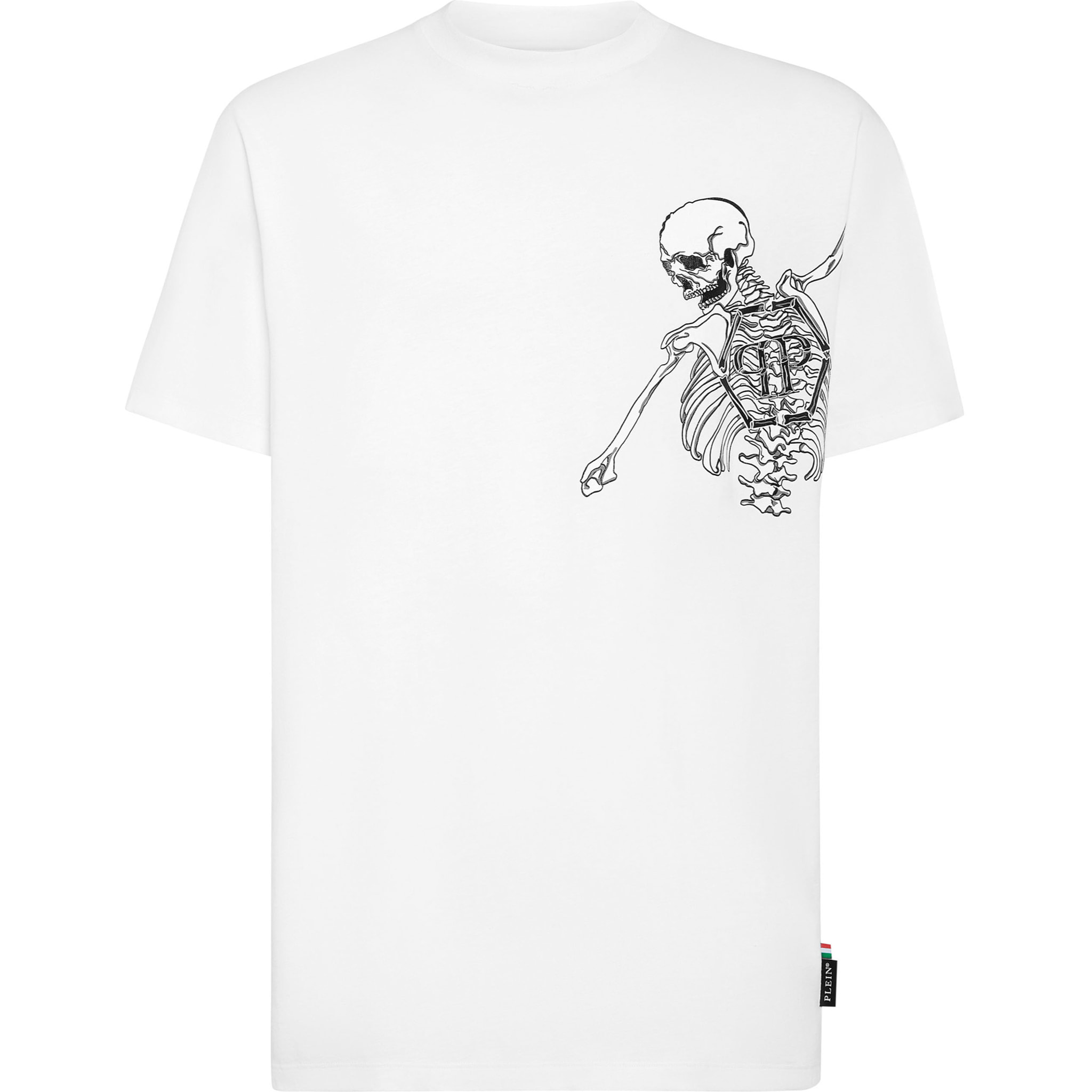 PHILIPP PLEIN Camiseta de cuello redondo y manga corta SKELETON
