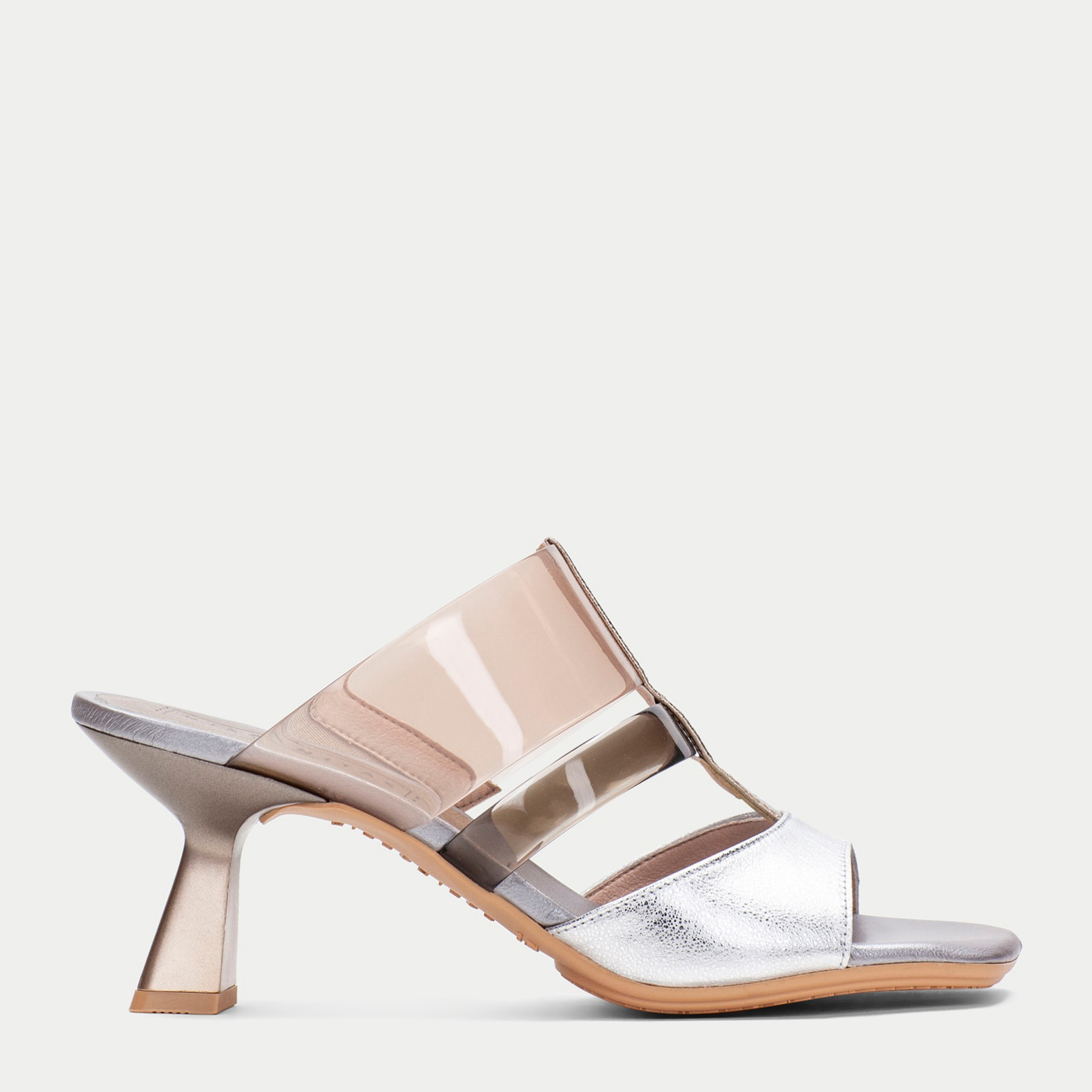 Sandalia Destalonada Danielle Plata oro 6 cm