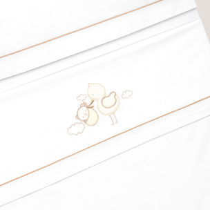 Triptico Cuna Cigueña Oso + Broche Bco/Beig