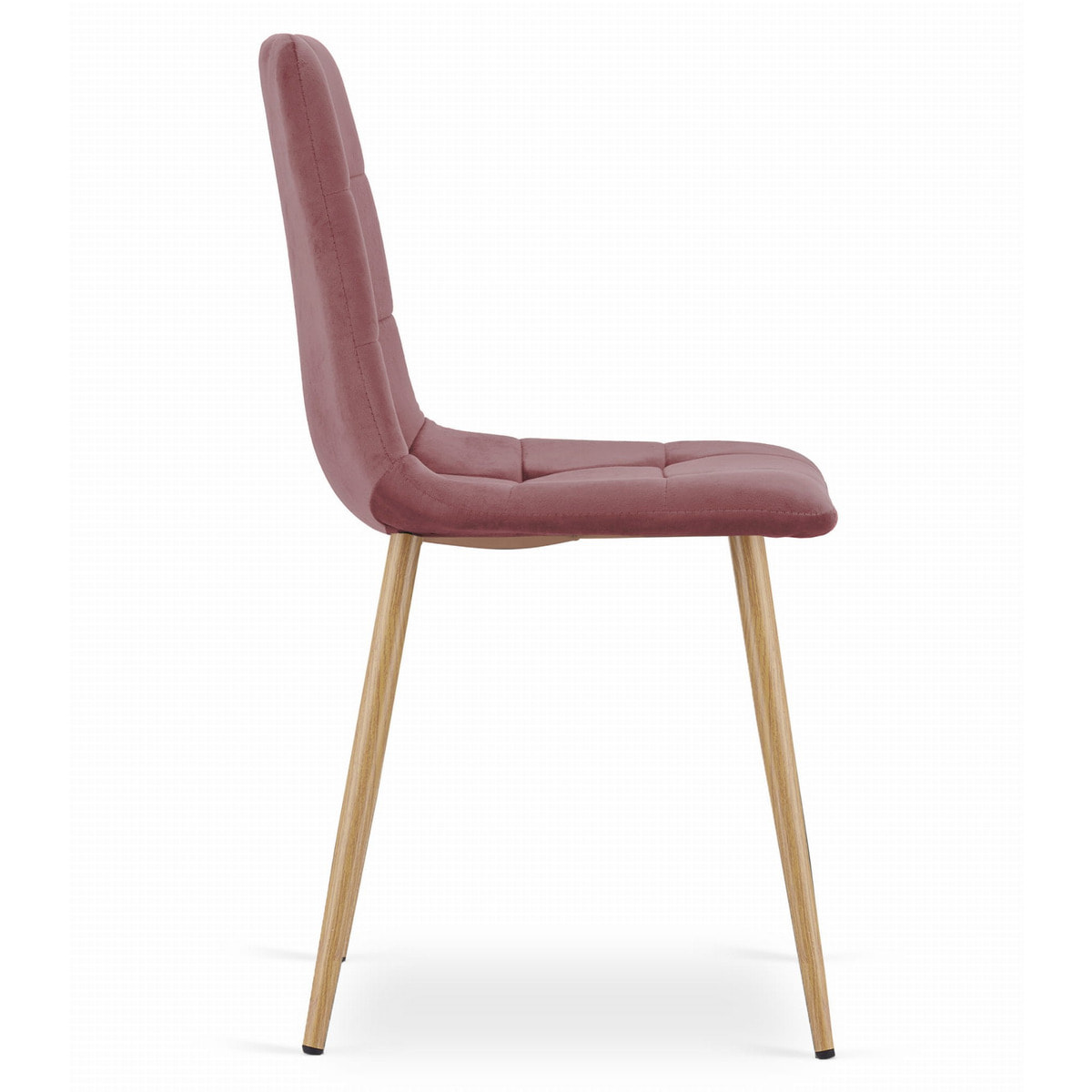 Sedia Kara in velluto rosa con gambe effetto legno