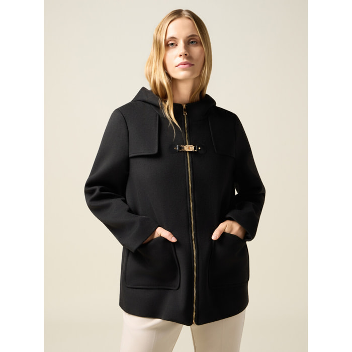 Oltre - Chaqueta con capucha y hebilla - Negro