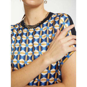 Elena Mirò - Camiseta con frente estampado - Azul aciano