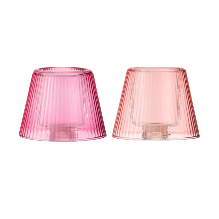 J-Line photophore Chapeau - verre - rose - 2 pièces