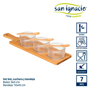 Set 3 bol cristal con cuchara y bandeja colección kinvara