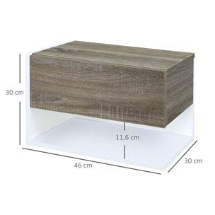 Set de 2 Mesitas de Noche de Madera 46x30x30cm Blanco, Roble