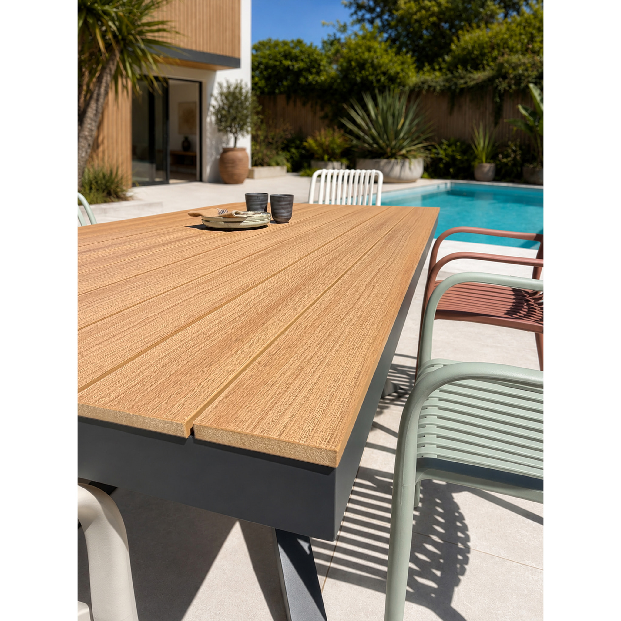 LAMU - Ensemble repas de jardin 6 places en alu