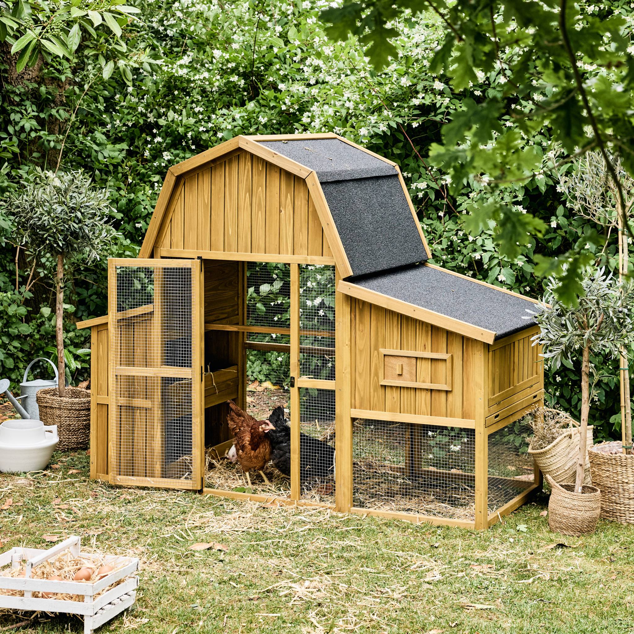 Poulailler 6 poules bois de sapin - 195.5 x 90 x 152.5 cm - Gasconne