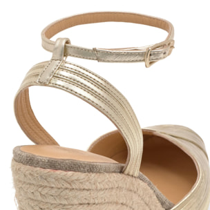 Alpargata de cuña Colina en piel con cierre pulsera y doble plataforma