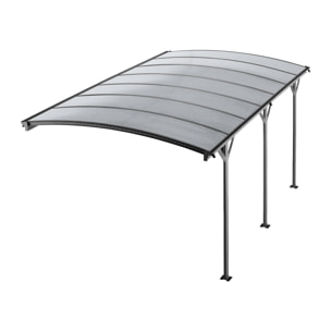 Extension de carport de 15m² en aluminium anthracite et polycarbonate - Extension Le Mans 5x3m - abri de voiture