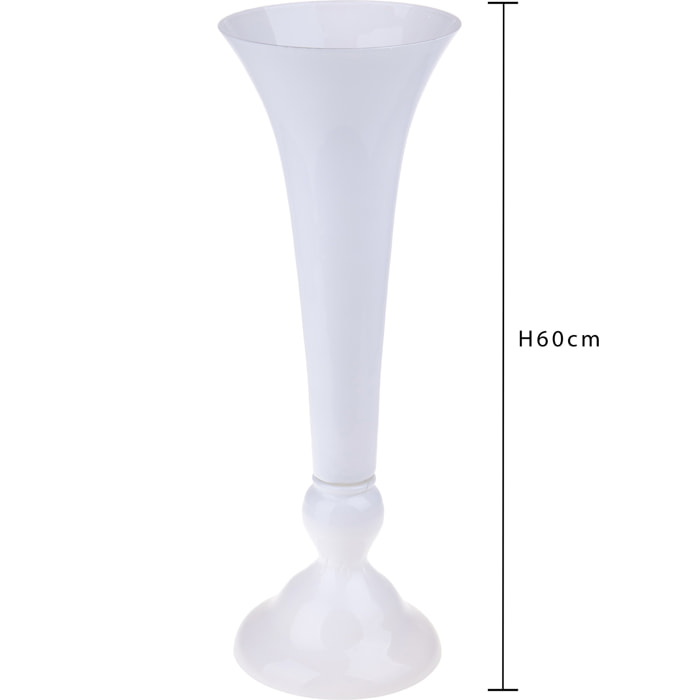 Vaso A Cono Con Piedistallo. Altezza 60 Cm - Pezzi 1 - 20,5X60X20,5cm - Colore: Bianco - Bianchi Dino - Decori Casa E Complementi