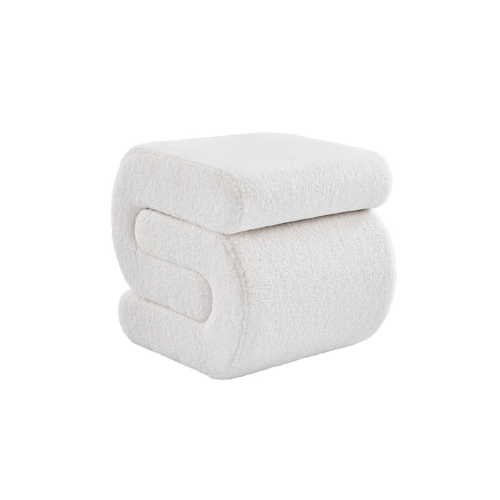 Banc design revêtement bouclette crème 1 place L 43 x P 47 x H 44cm - Sasha