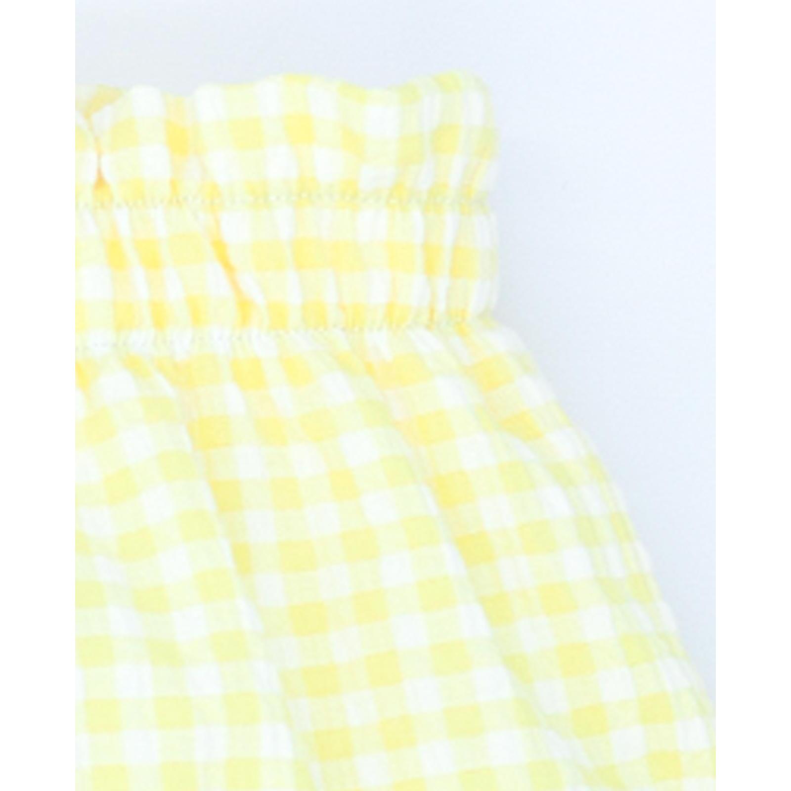 Ranita de cuadro vichy amarillo, goma en cintura y en las piernas.