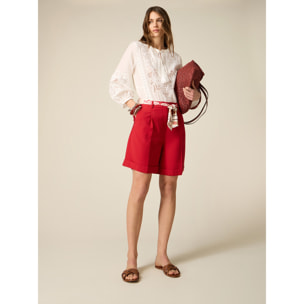 Oltre - Bermudas con cinturón estampado - Rojo