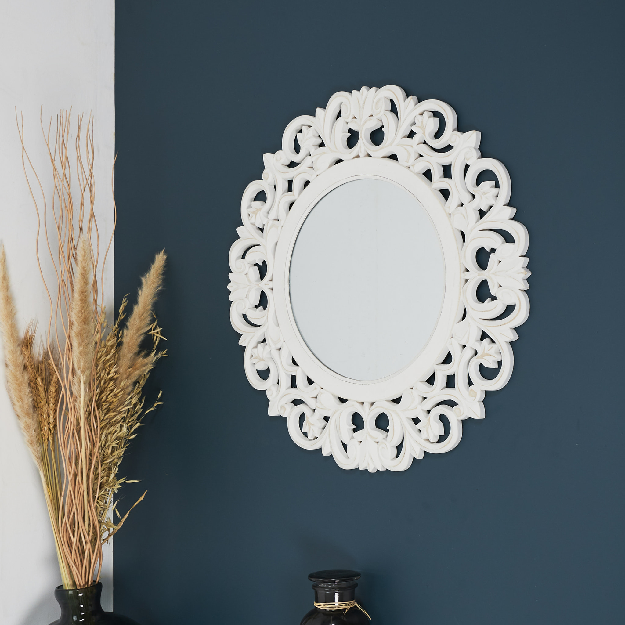 MIROIR BOIS SCULPTE CHARME 60CM