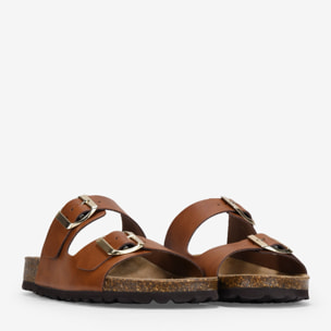 Sandalias planas de piel marrones