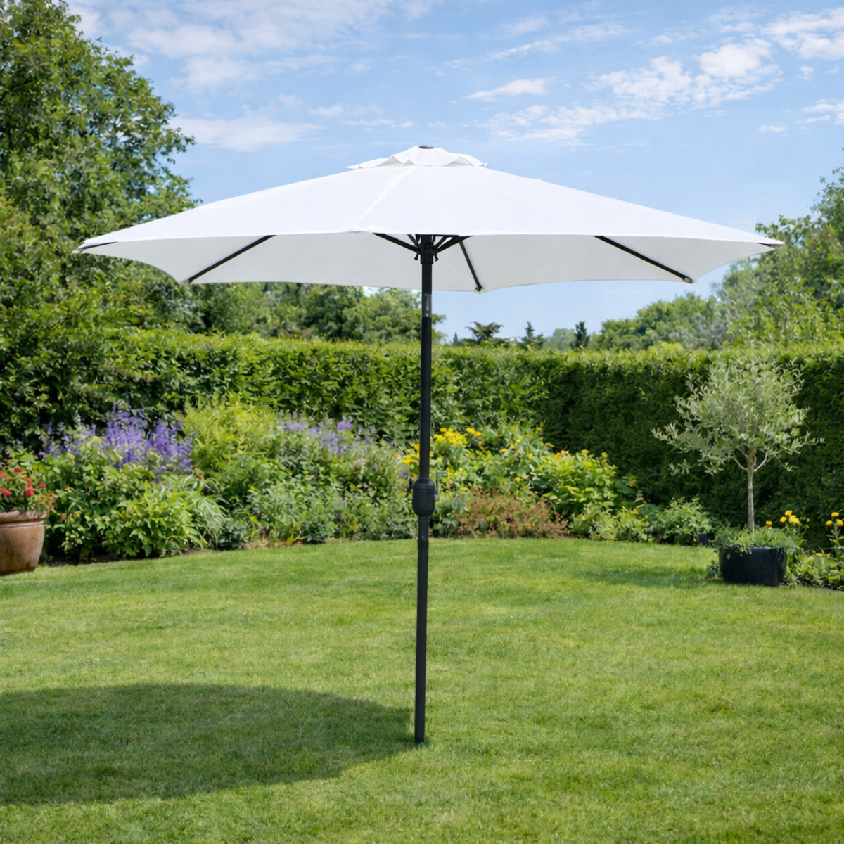 Parasol droit rond 2,5 x 2,5 m écru EMMA