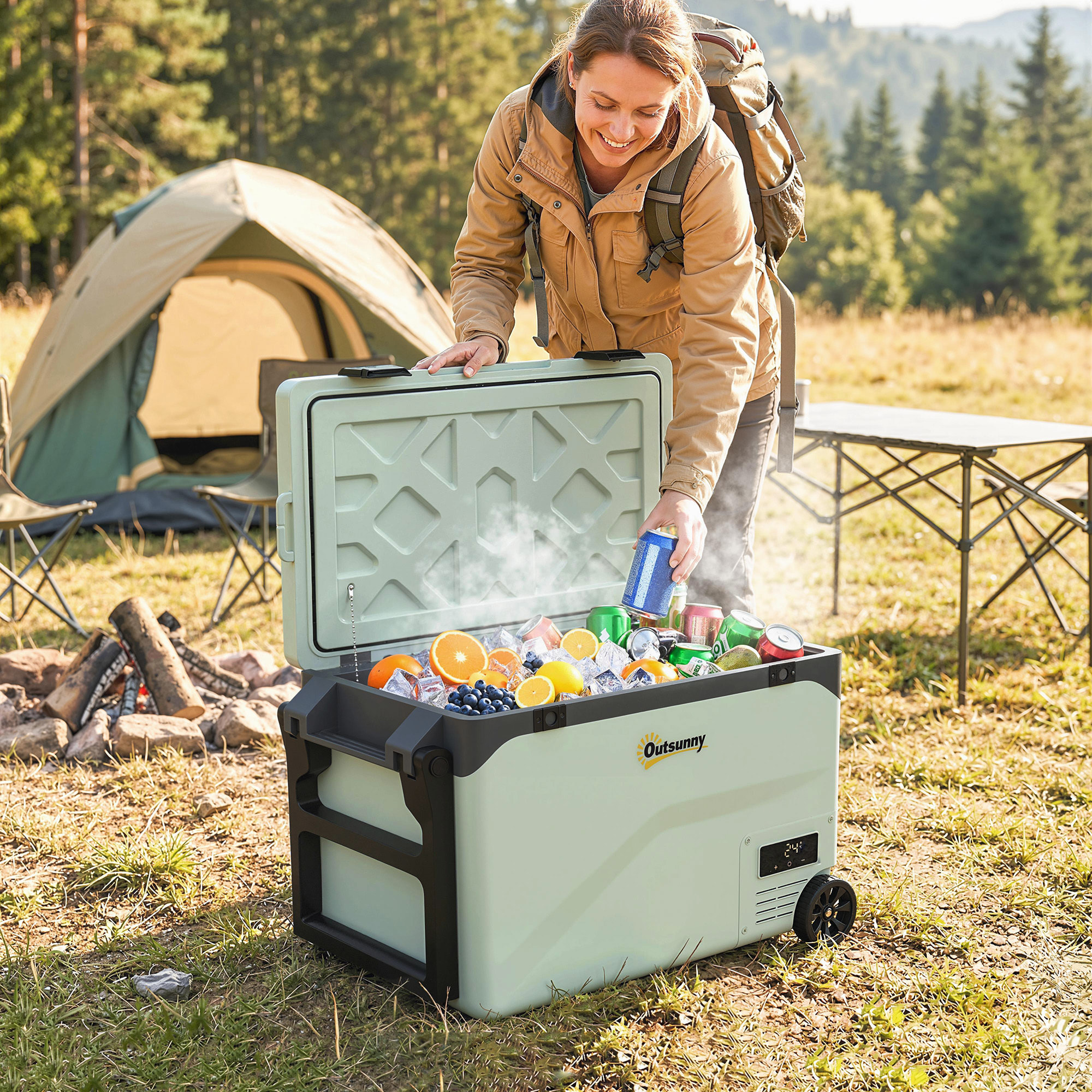 Glacière électrique compression 12V 240V - contrôle application roues - 42,5L - vert