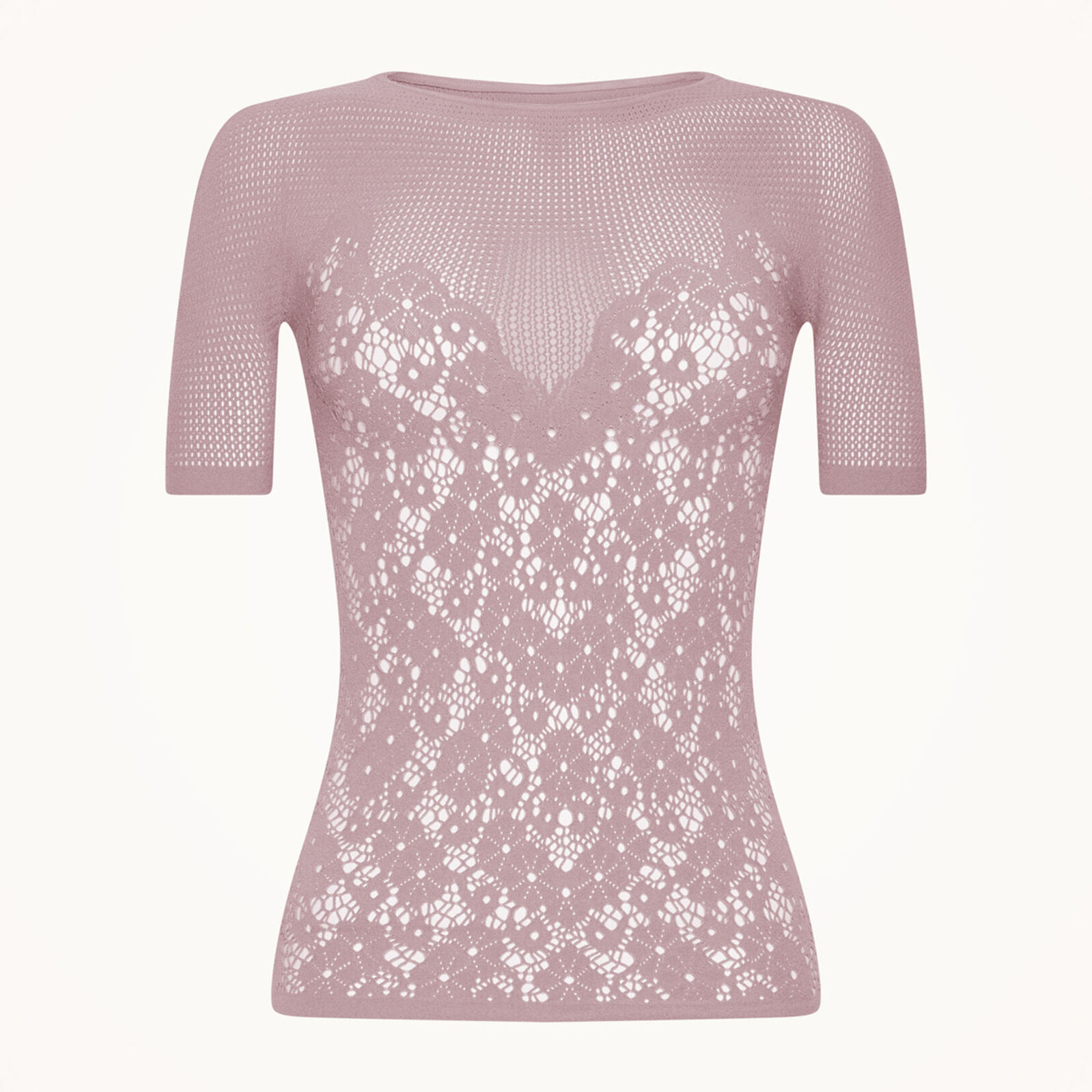 Top a maniche corte Flower Lace Top Short Sleeves