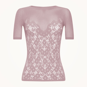 Top a maniche corte Flower Lace Top Short Sleeves