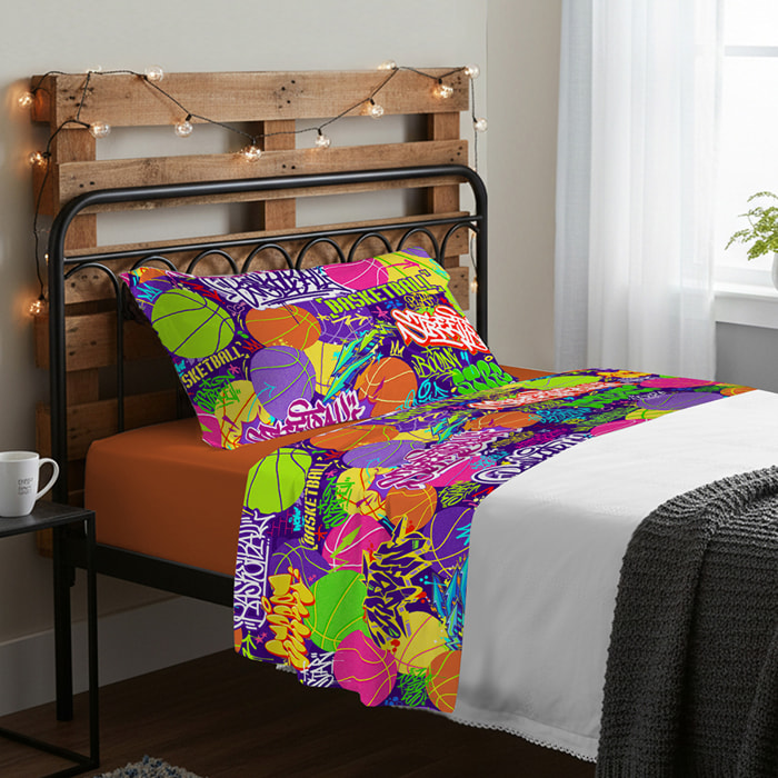 Completo letto basket 100% cotone
