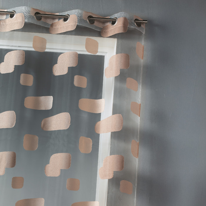 Voilage en organza jacquard et briques colorées - Beige