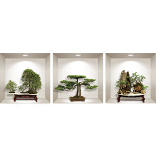 Stickers muraux 3D | Sticker Mural Autocollant effet 3D bonsai dans son nid - Stickers adhésifs 3D Chambre Salon Trompe l'oeil