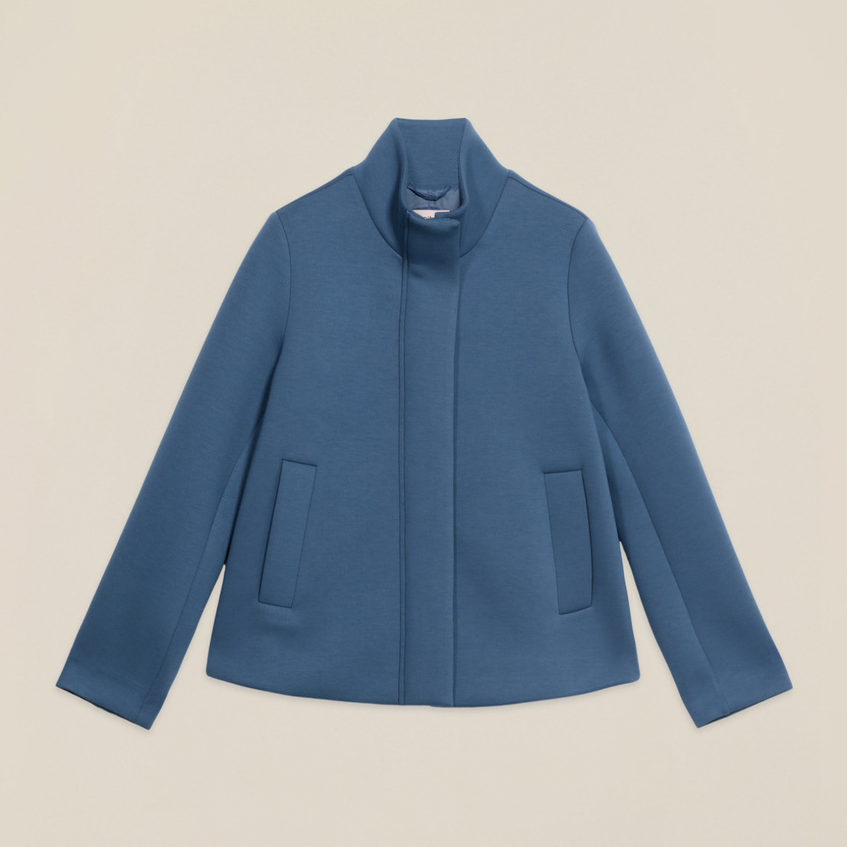 Oltre - Cappotto in scuba con collo alto - Azzurro