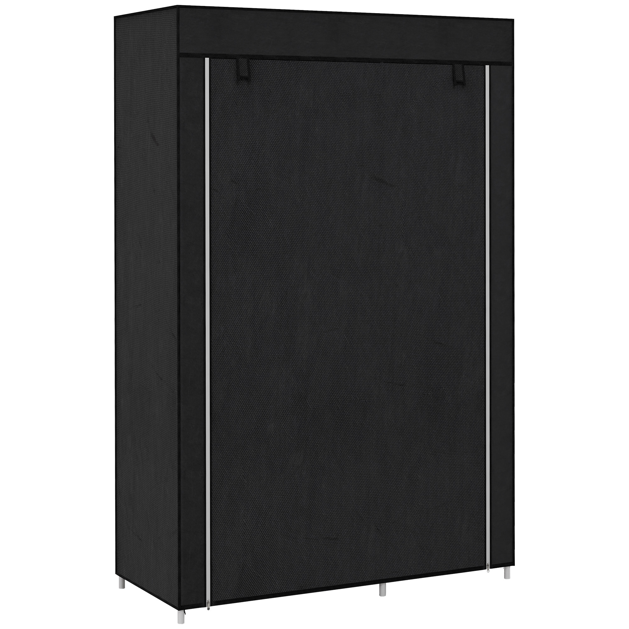 Armoire penderie multi-rangement - 6 étagères, 1 barre - dim. 103L x 43l x 162,5H cm - acier noir non tissé noir