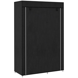 Armoire penderie multi-rangement - 6 étagères, 1 barre - dim. 103L x 43l x 162,5H cm - acier noir non tissé noir