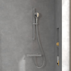 Mitigeur douche thermostatique Universal rond + Ensemble de douche Verve Showers 3 jets chromé