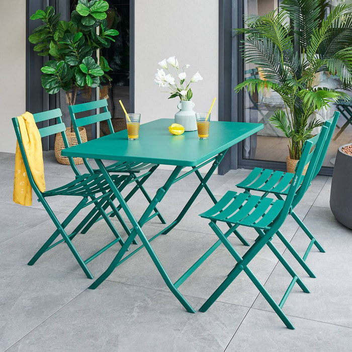 Table de jardin 4 places Greensboro pliables 110x70cm vert opale