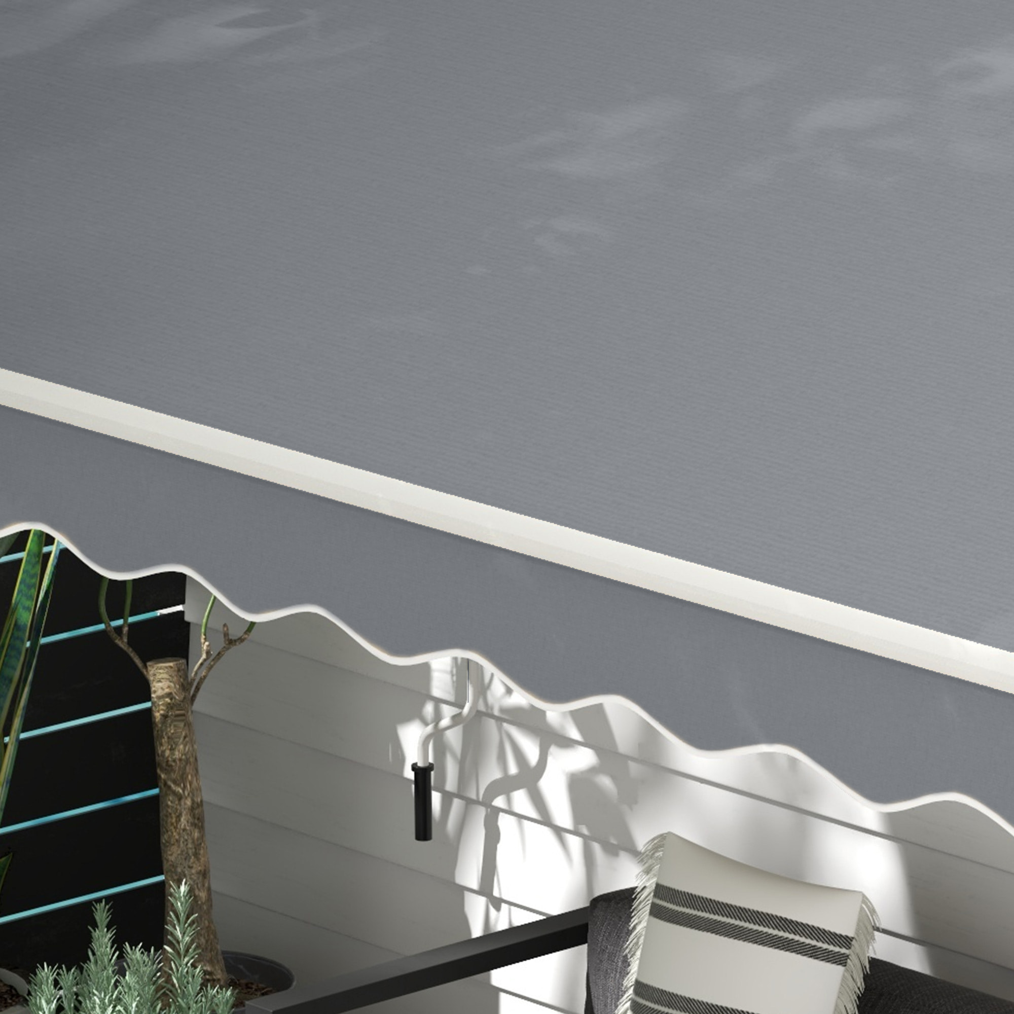 Toldo Manual Retráctil, 4x2,5 cm, Toldo para Balcón con Manivela, Anti-UV, Marco de Aluminio, Toldo Enrollable de Exterior para Jardín, Terraza, Ventanas, Gris