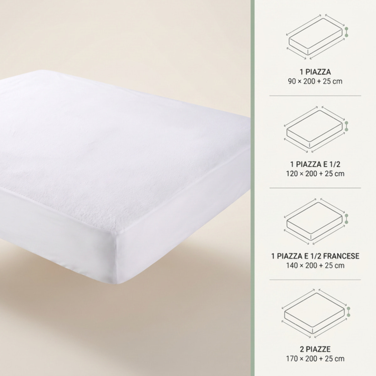 Coprimaterasso Intrecci Impermeabile in Riccio di Spugna con Membrana PU e Maglia Elastica Laterale
