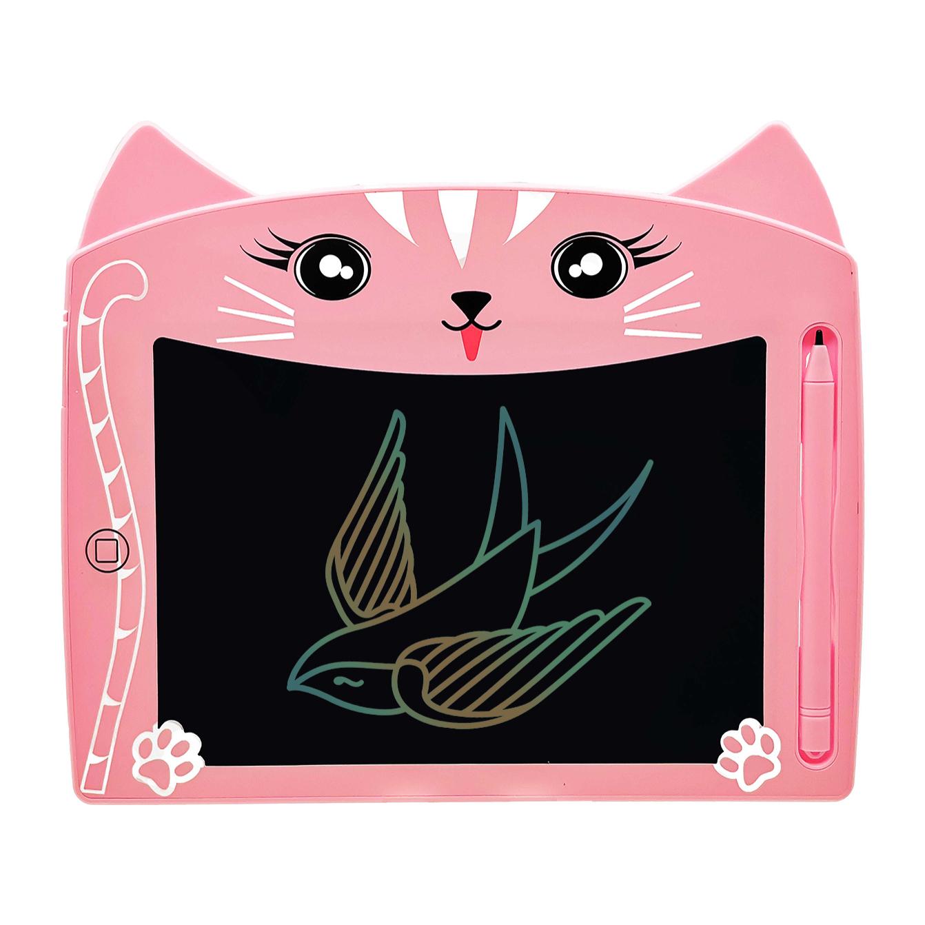 Tableta de dibujo y escritura LCD de 8 pulgadas, diseño Gatito. Fondo multicolor, portátil, con bloqueo de borrado.