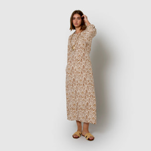 Vestido midi viscosa wulan marrón