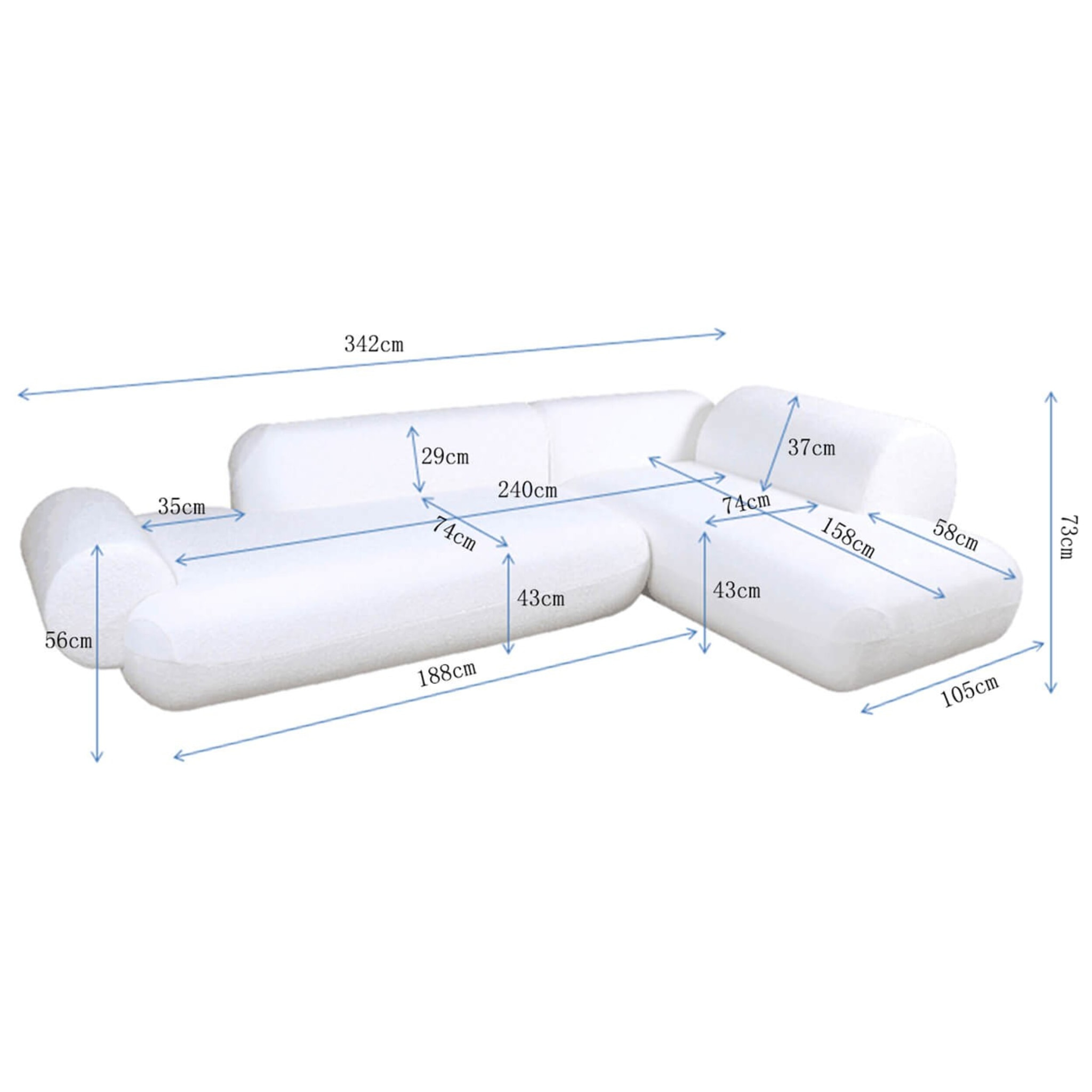 Canapé d'angle Soft blanc droite Kare Design