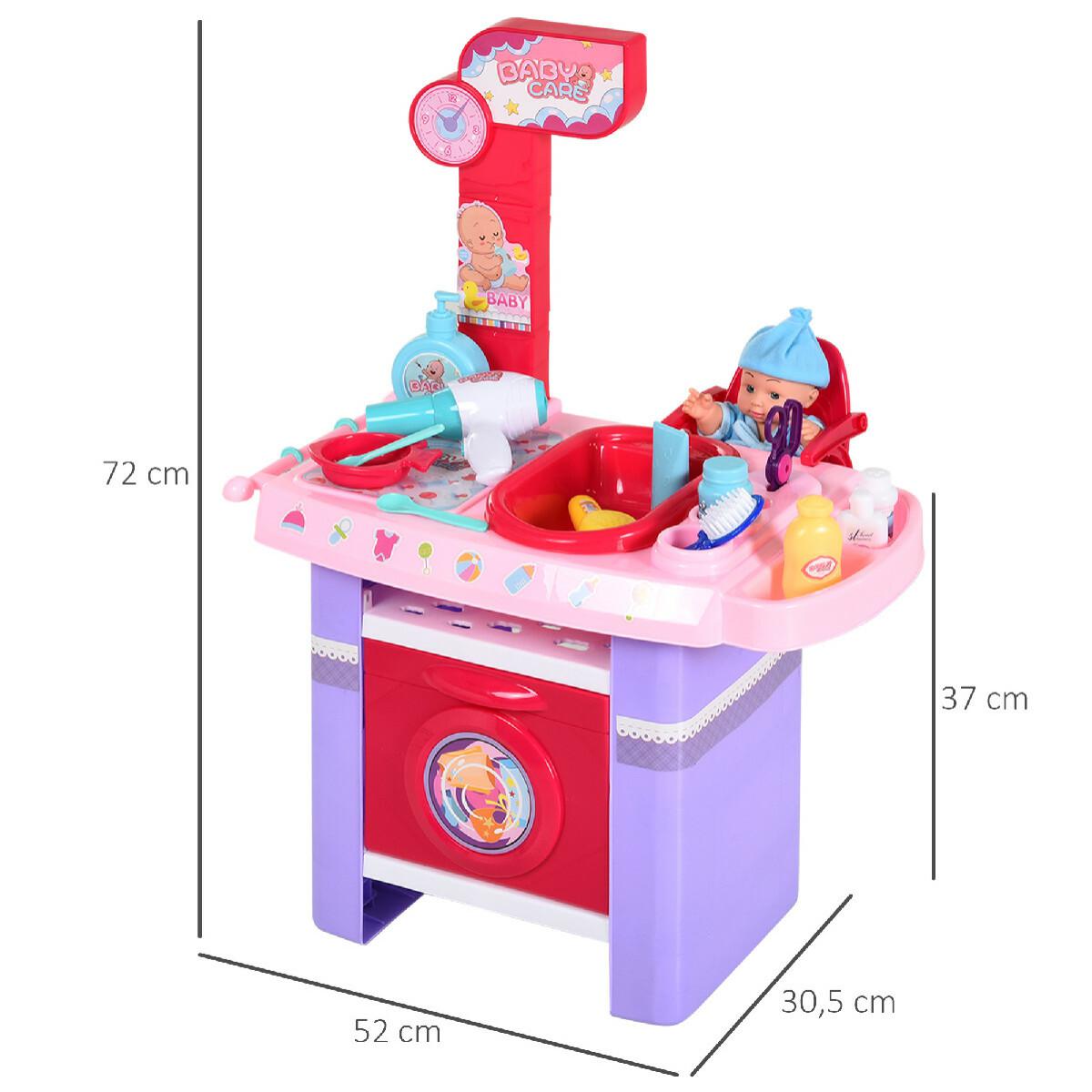 Jeu d'imitation nursery table enfant h72cm avec 28 accessoires rose