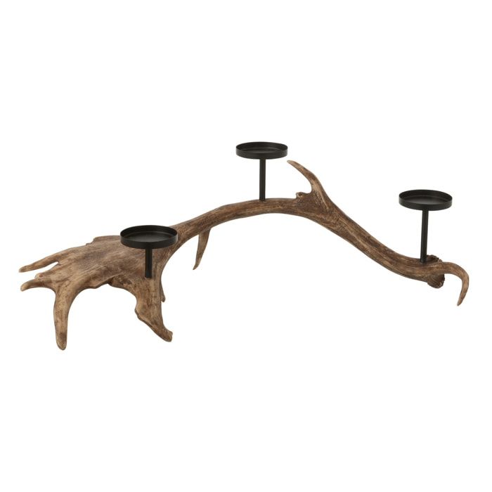 J-Line bougeoir Antlers - polyrésine - brun - large