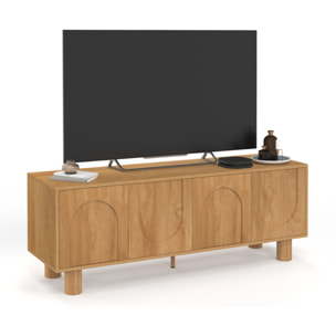 Meuble TV Arlo effet chêne 4 portes 140cm